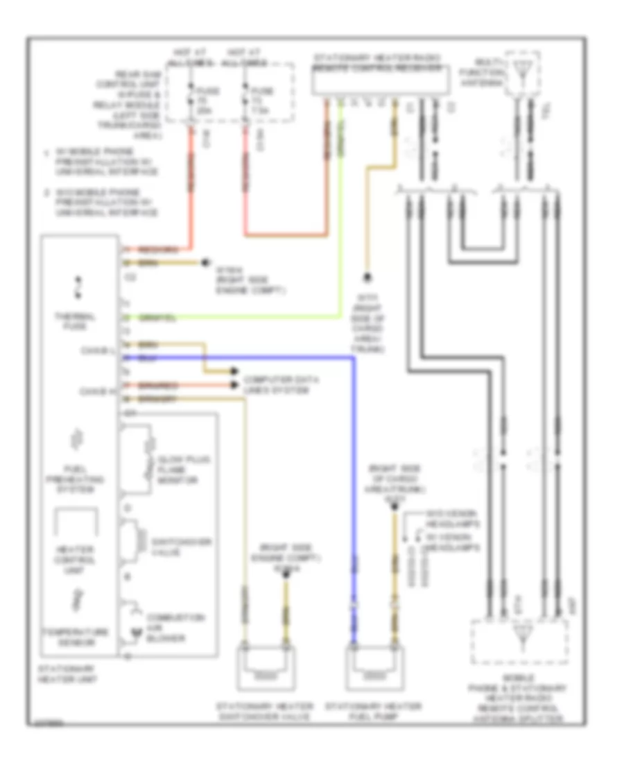 Stationary Heater Wiring Diagram for Mercedes-Benz GLK350 2010