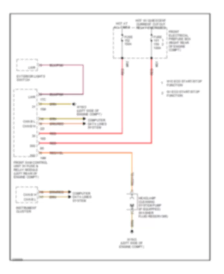 Headlamp Washer Wiring Diagram for Mercedes Benz GLK350 2010