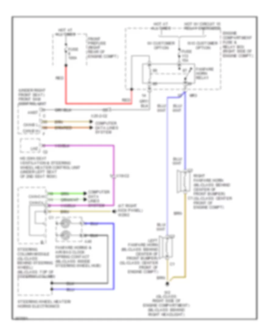 Horn Wiring Diagram for Mercedes Benz GL350 2011