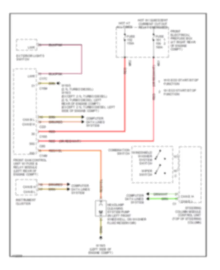 Headlamp Washer Wiring Diagram for Mercedes Benz GLK250 Bluetec 4Matic 2014