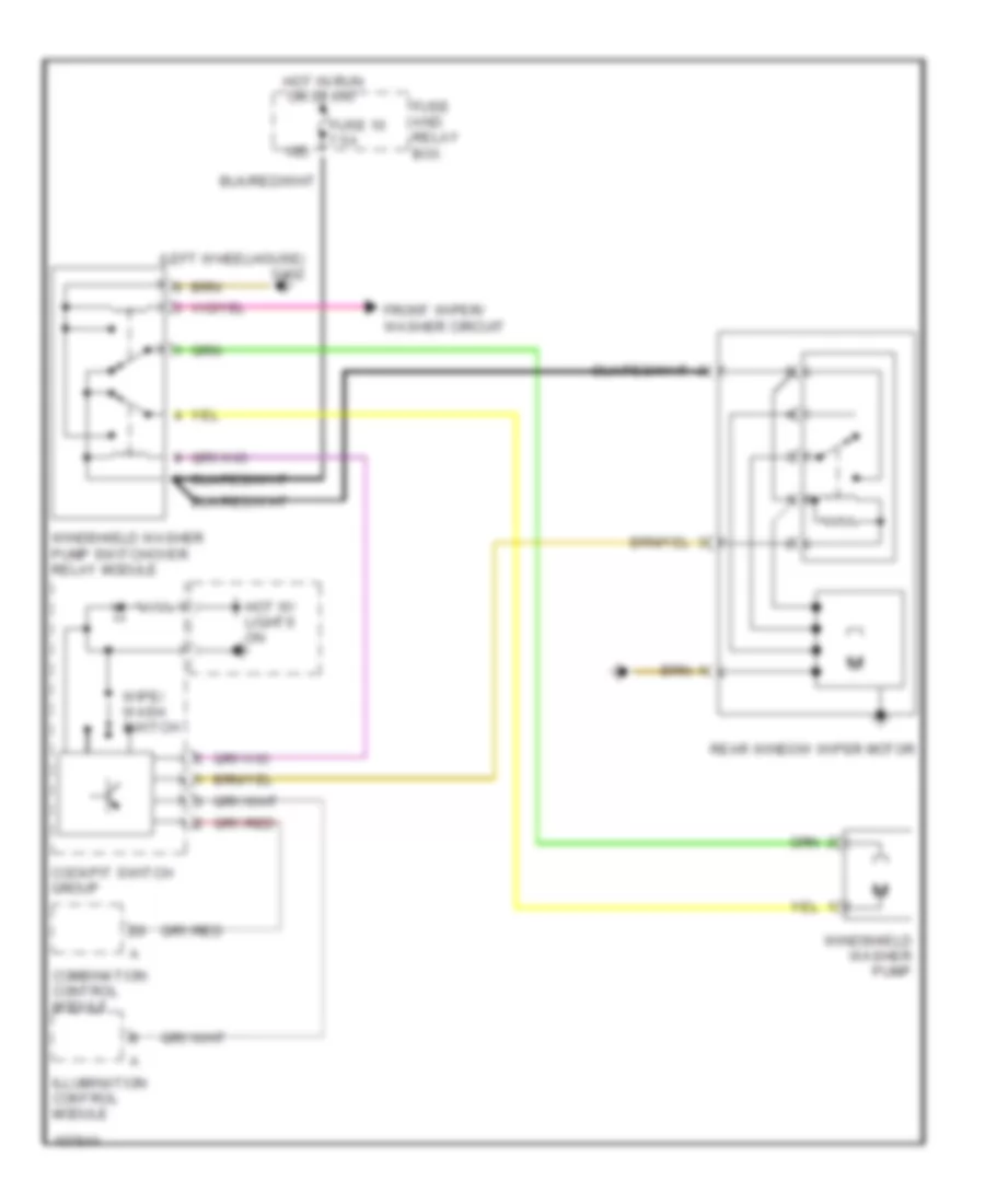 Электросхема заднего стеклоочистителя дворника и омывателя для Mercedes-Benz E320 1997