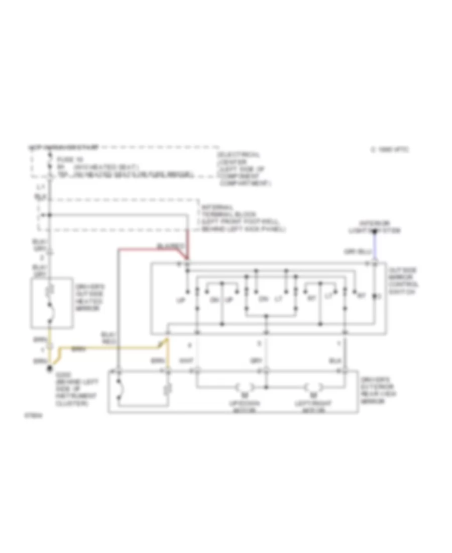 Power Mirror Wiring Diagram for Mercedes-Benz 190E 1990