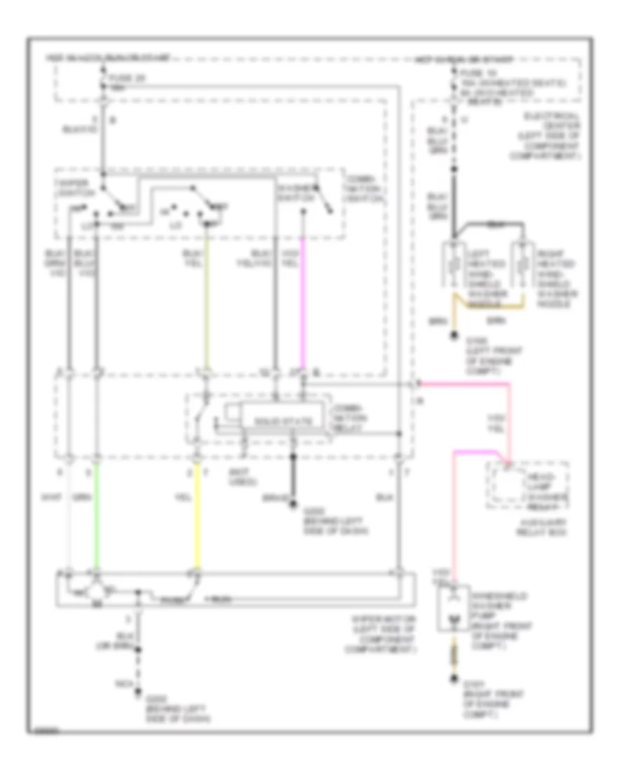 Interval Wiper Washer Wiring Diagram for Mercedes Benz 190E 1990