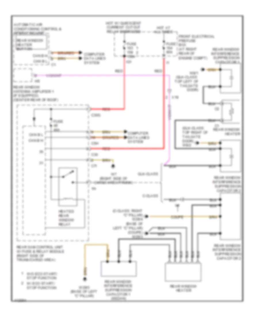 Rear Defogger Wiring Diagram for Mercedes Benz C250 Sport 2013