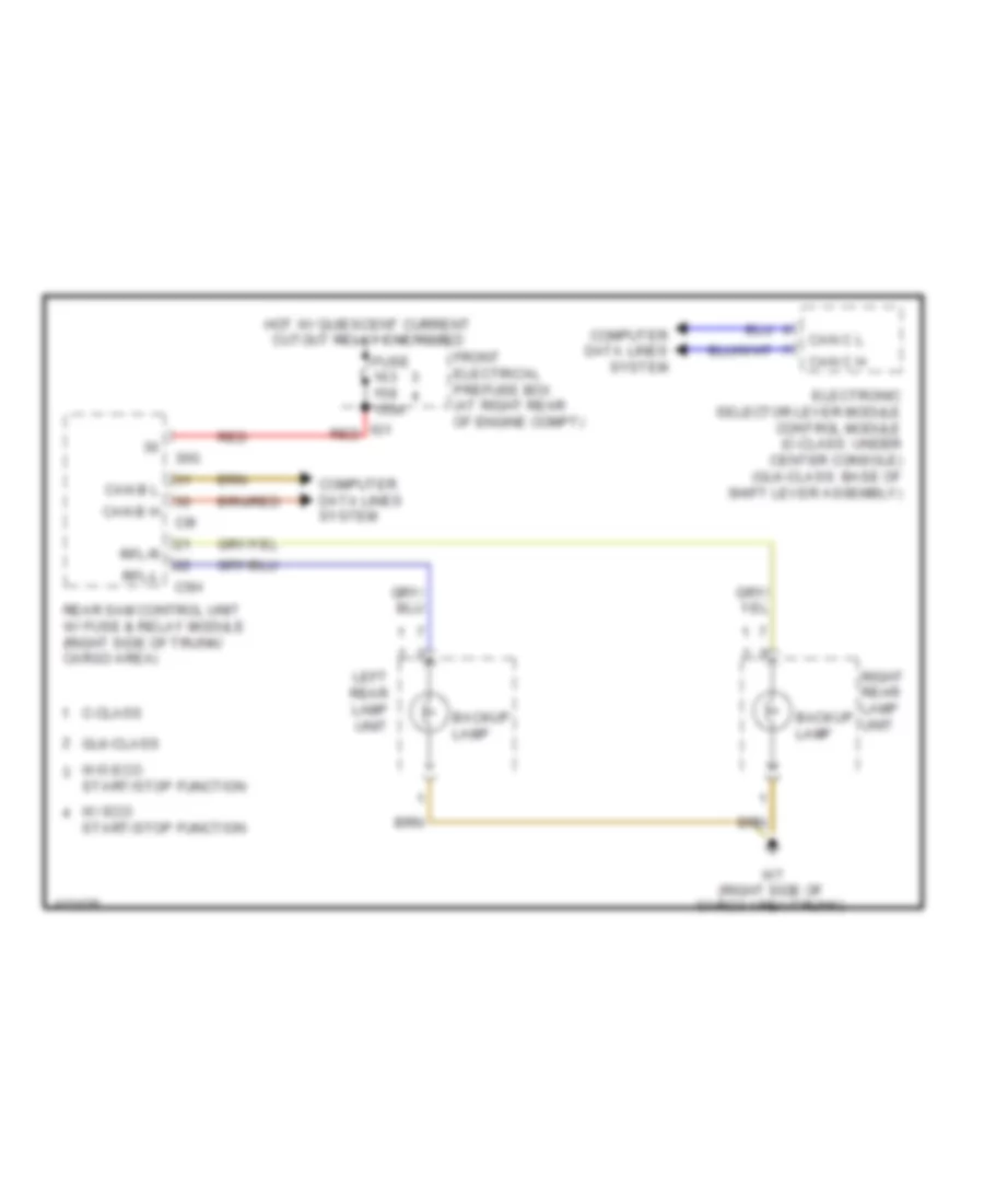 Backup Lamps Wiring Diagram for Mercedes Benz C250 Sport 2013