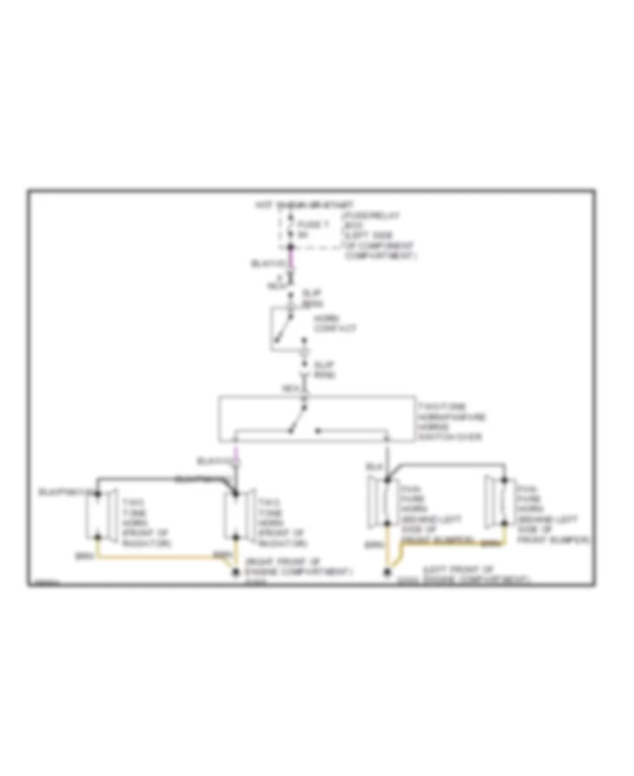 Horn Wiring Diagram for Mercedes-Benz 300SEL 1990