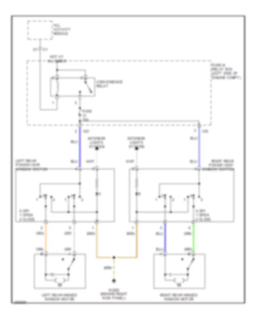 Rear Quarter Windows Wiring Diagram for Mercedes-Benz ML320 2003