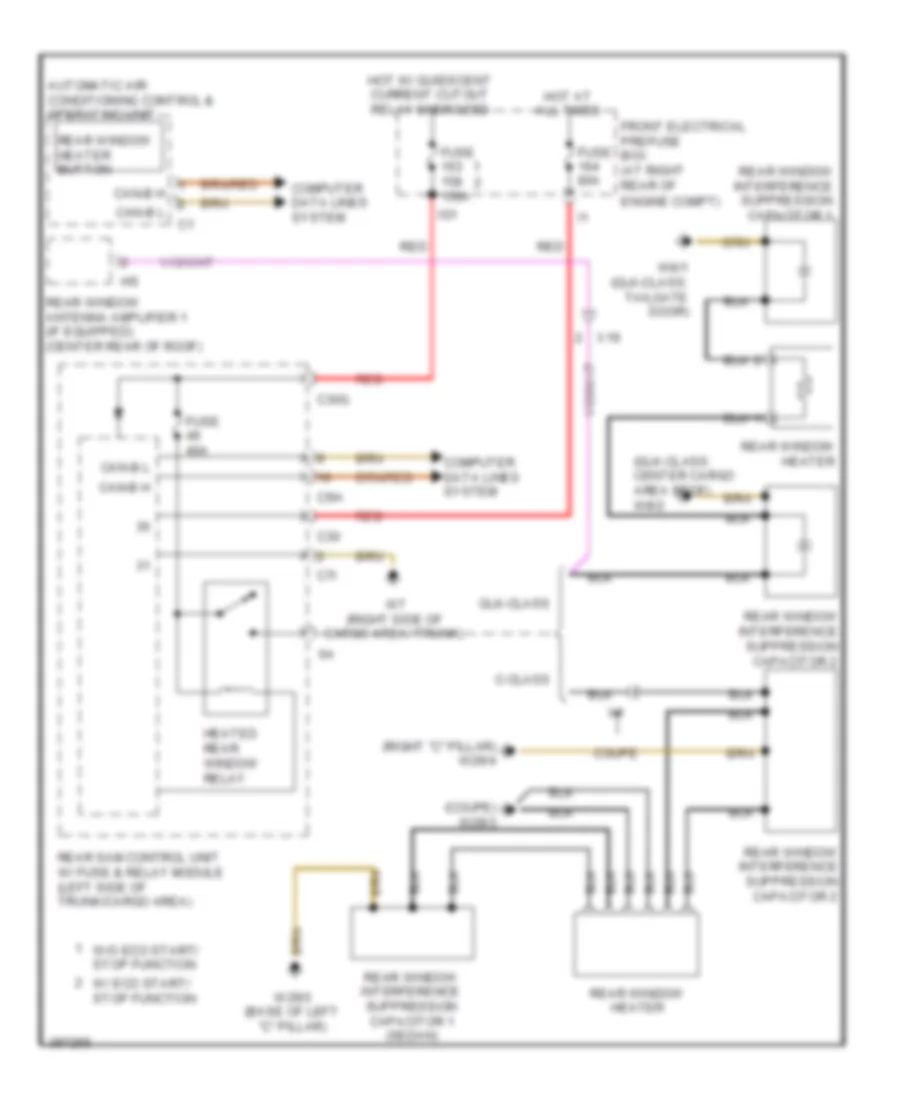 Rear Defogger Wiring Diagram for Mercedes-Benz C250 2012