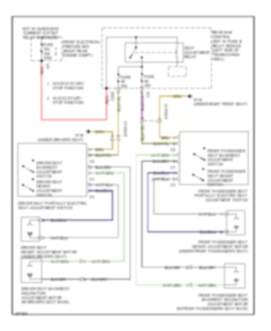 Power Seat Wiring Diagram, with Partially Electric Seat Adjustment for Mercedes-Benz C250 2012