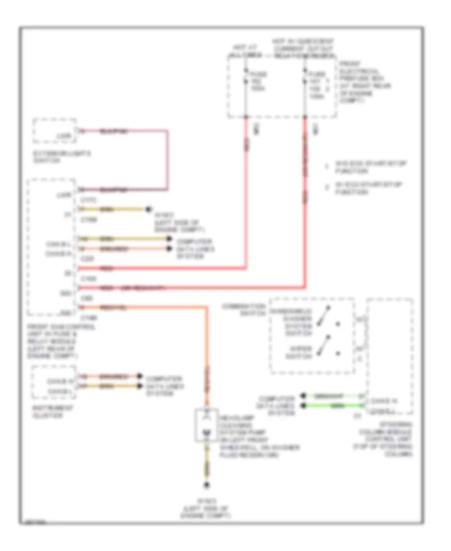 Headlamp Washer Wiring Diagram for Mercedes Benz C250 2012