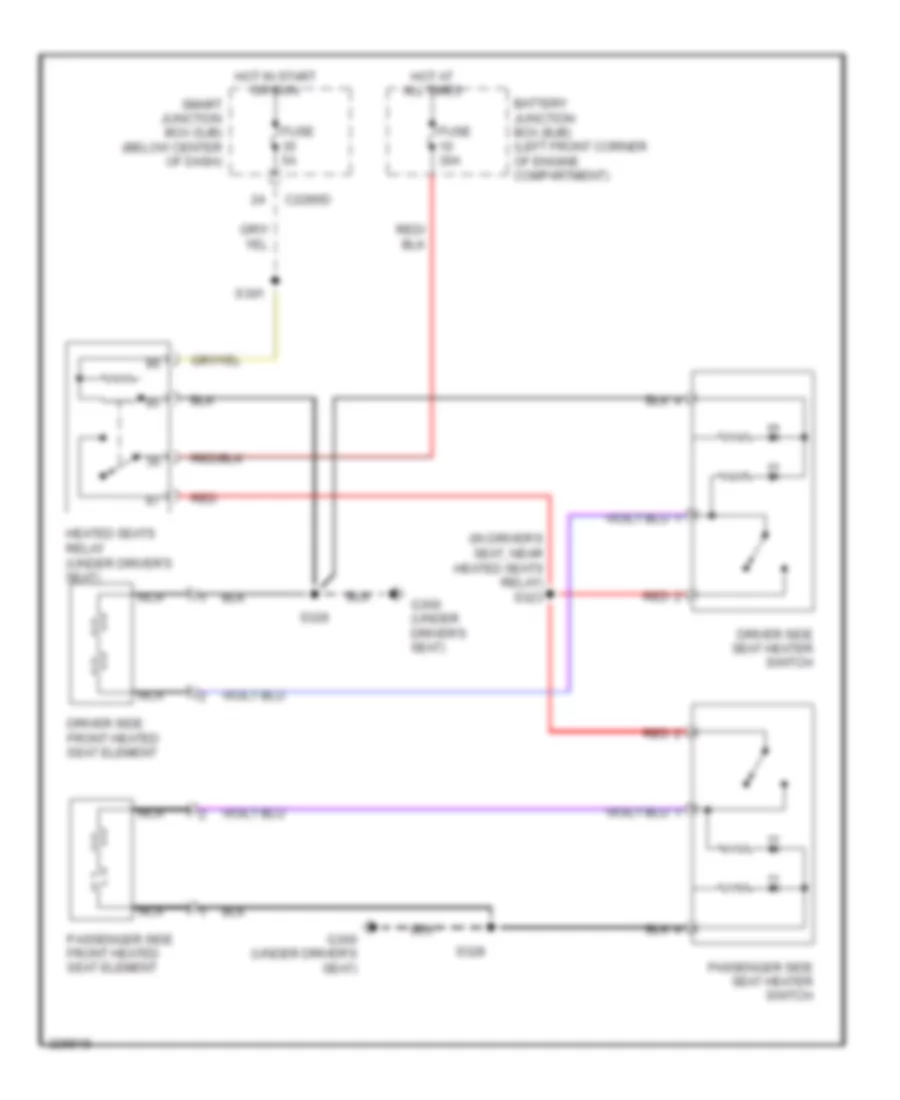 Электросхема подогрева сидений, кроме гибрида для Mercury Mariner 2007