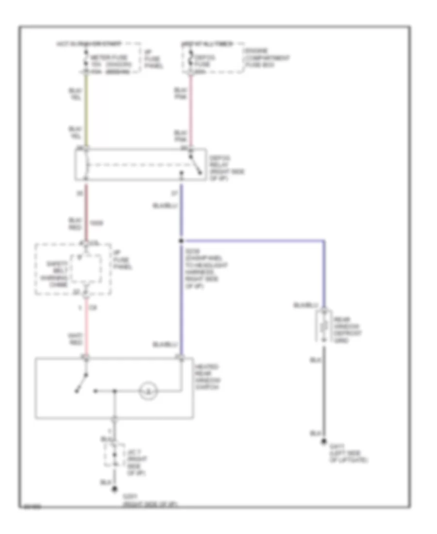 Электросхема подогрева стекол и зеркал для Mercury Tracer GS 1997