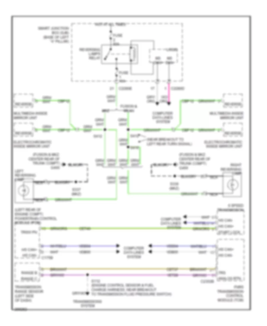 Электросхема заднего хода, A/T для Mercury Milan 2009