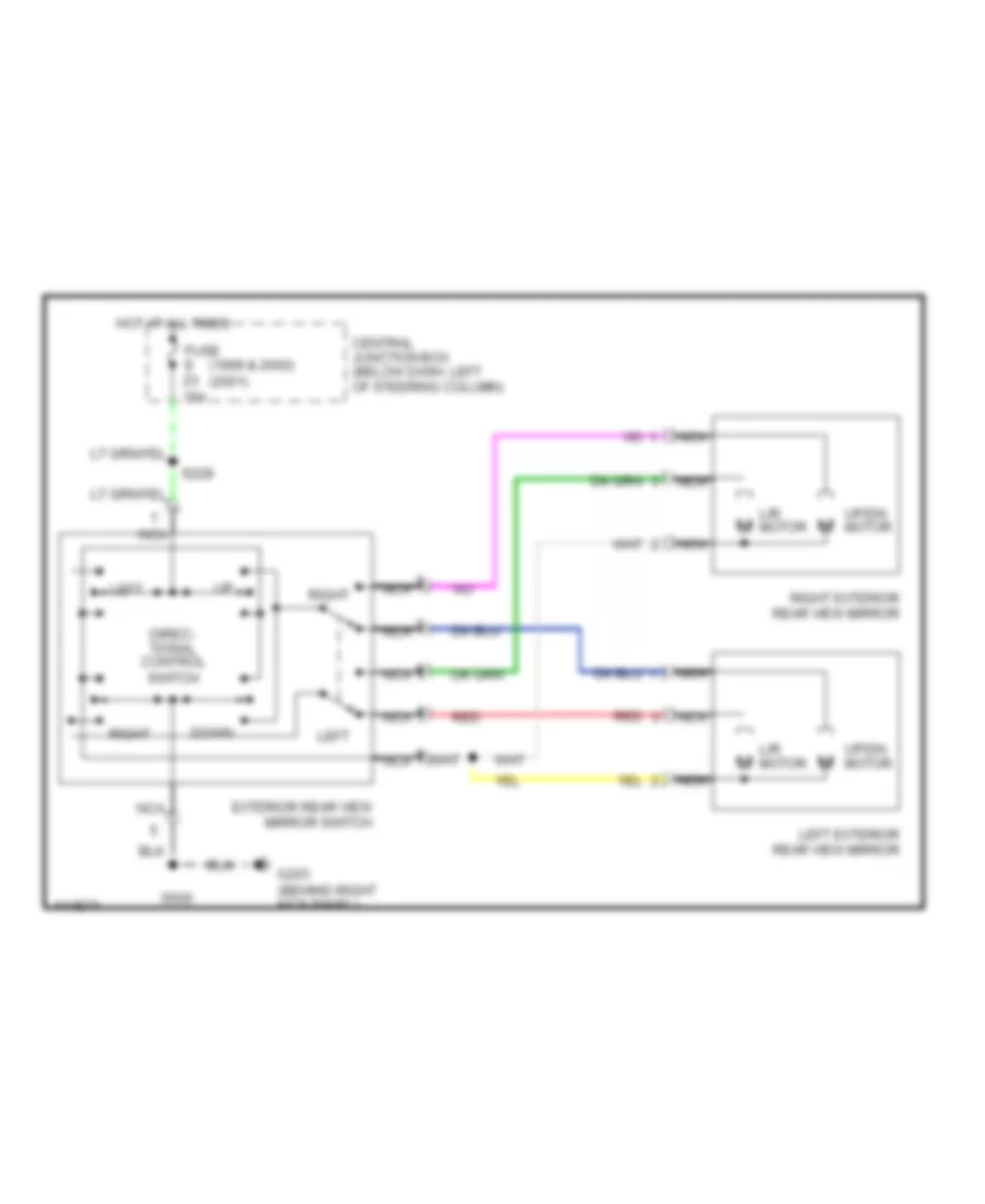 Электросхема привода зеркал для Mercury Grand Marquis LS 1999