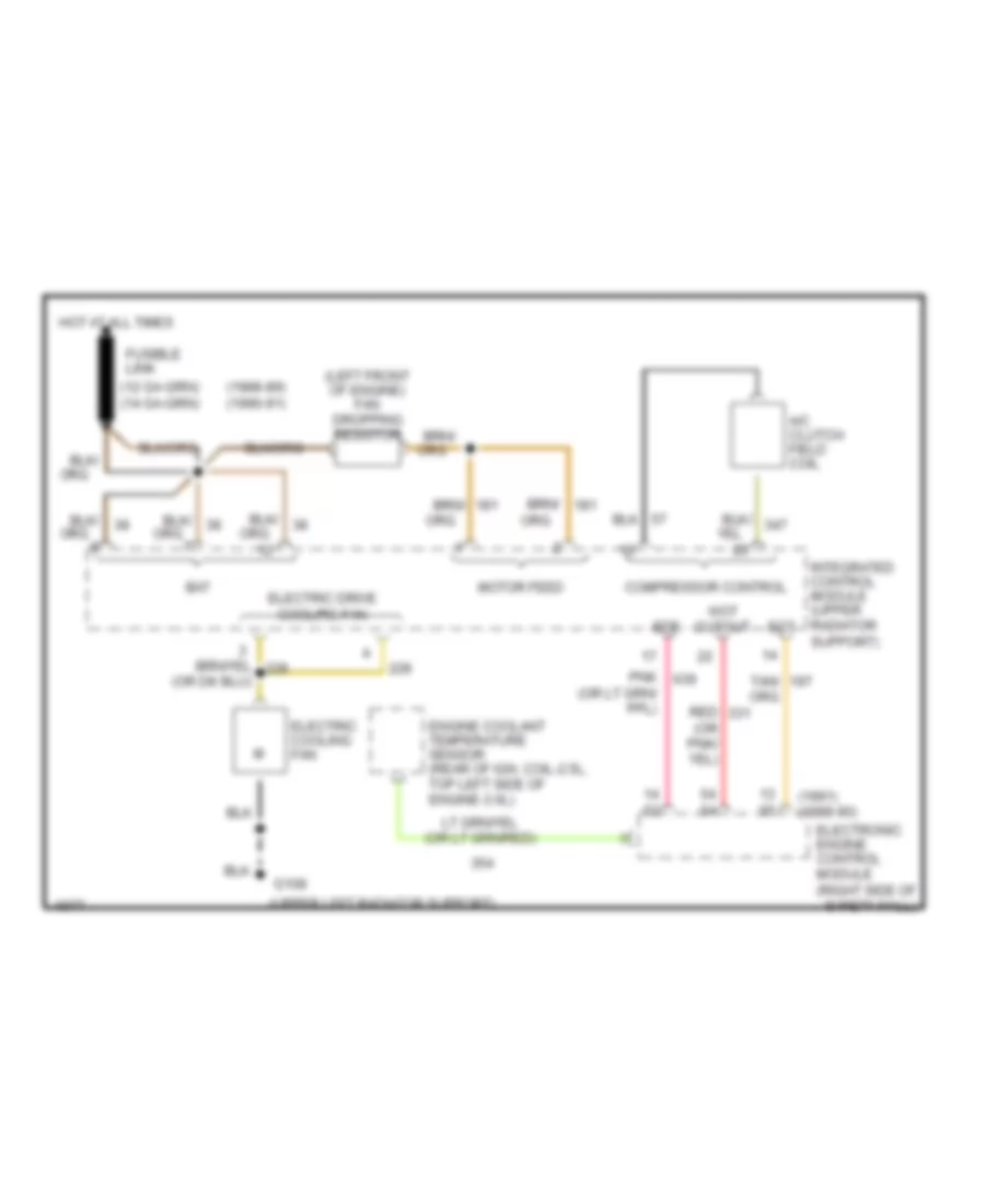 2.5L, Электросхема системы охлаждения для Mercury Sable LS 1991