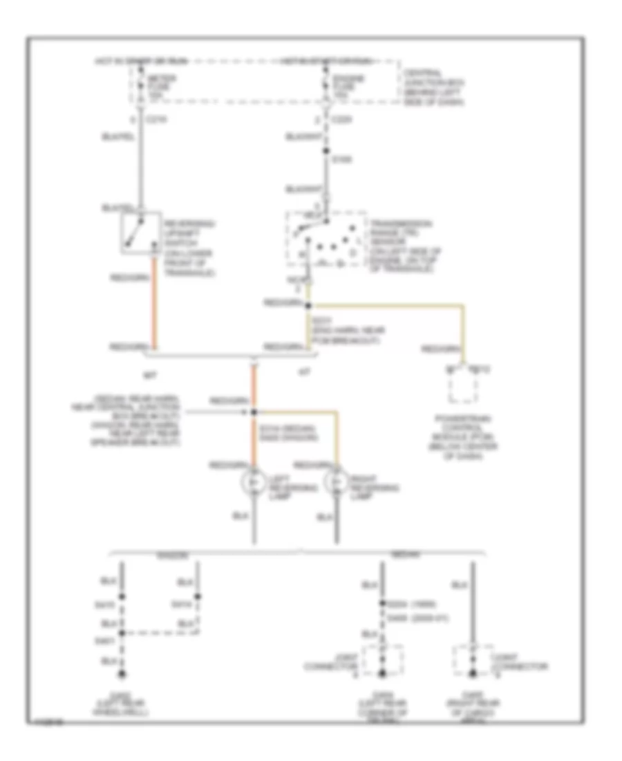Back up Lamps Wiring Diagram for Mercury Tracer GS 1999