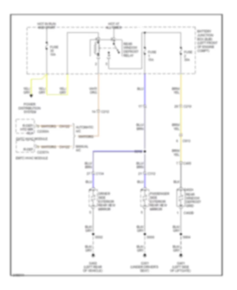 Defoggers Wiring Diagram Except Hybrid for Mercury Mariner Premier 2011