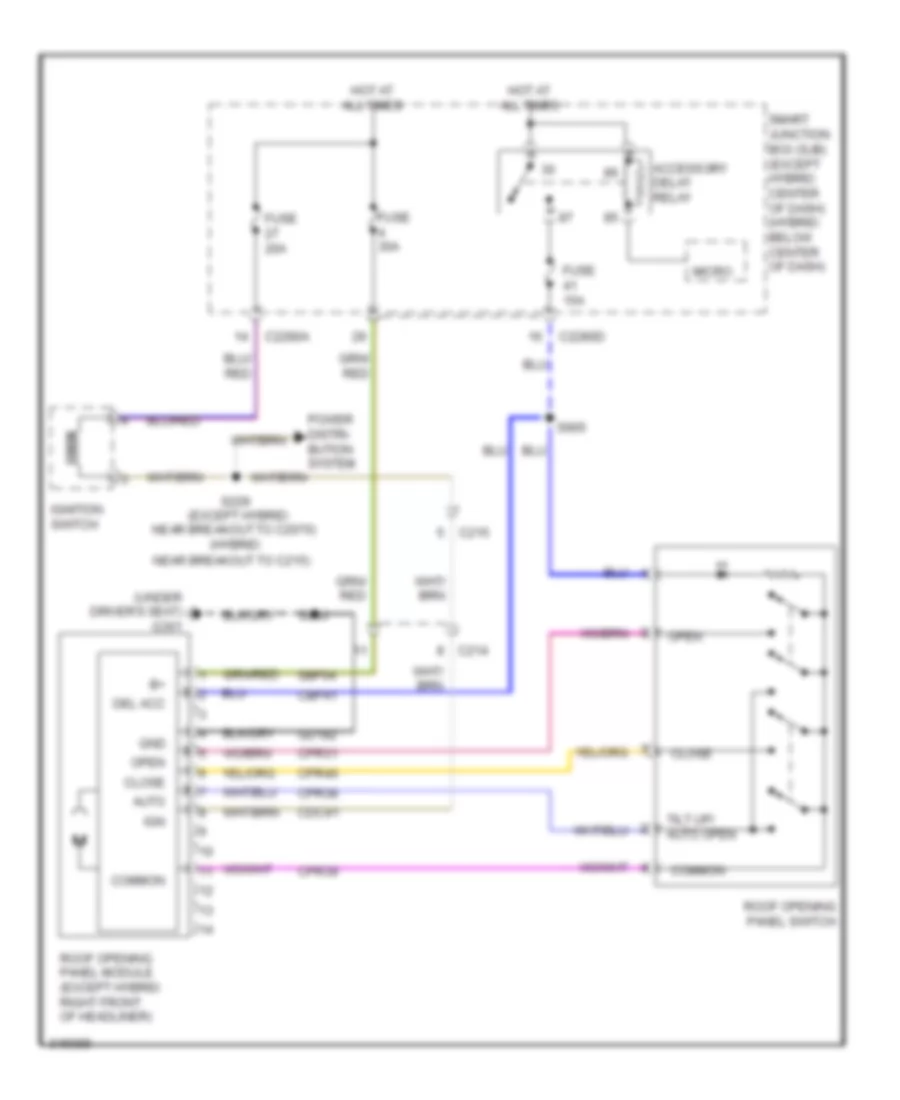 Power TopSunroof Wiring Diagram for Mercury Mariner Premier 2011