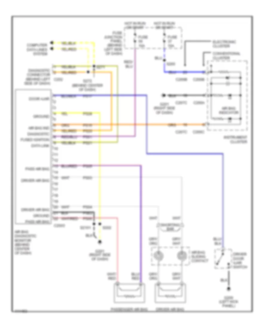 Supplemental Restraint Wiring Diagram for Mercury Villager 1999