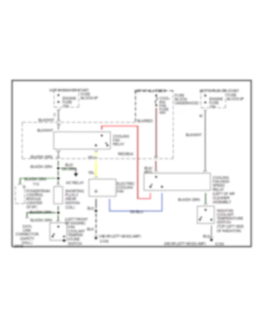 1.8L, Электросхема системы охлаждения, A/T для Mercury Tracer LTS 1991
