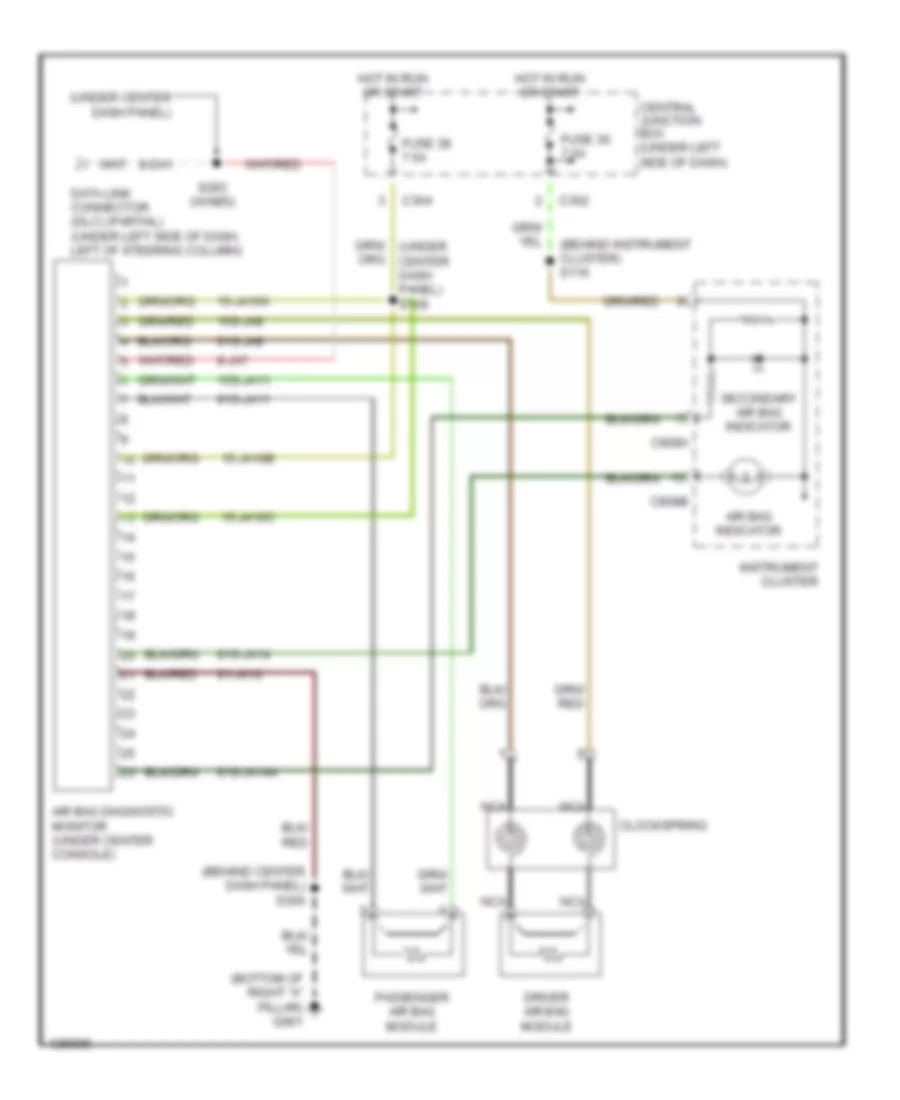 Supplemental Restraint Wiring Diagram for Mercury Mystique GS 2000