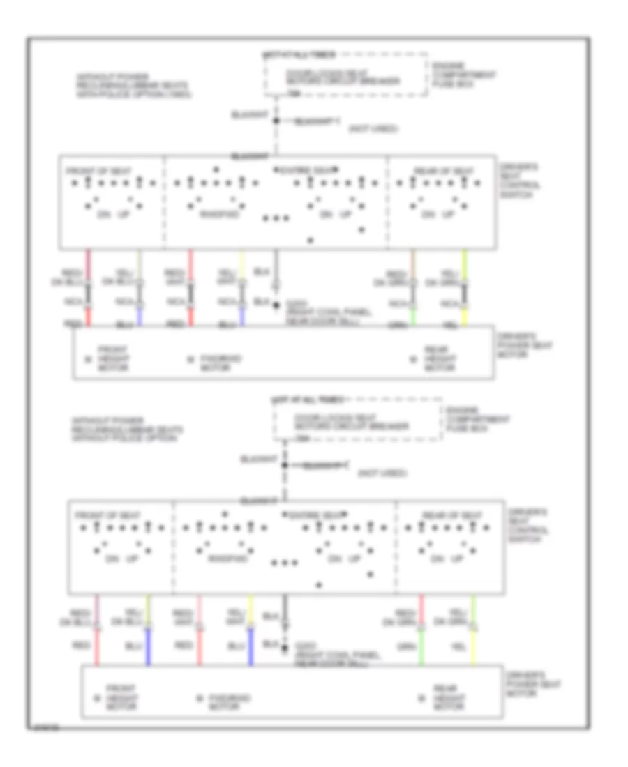 Power Seat Wiring Diagram, without Power LumbarReclining Seats for Mercury Grand Marquis GS 1992