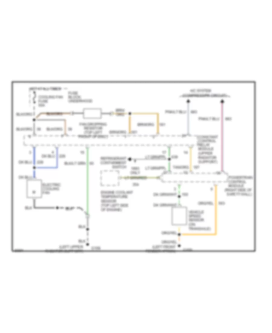 3.0L, Электросхема системы охлаждения для Mercury Sable LS 1992