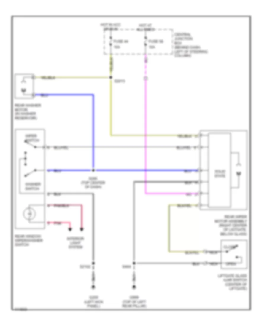 Электросхема заднего стеклоочистителя и омывателя стекла, С Подвижное Стекло Двери багажника для Mercury Villager Estate 2000