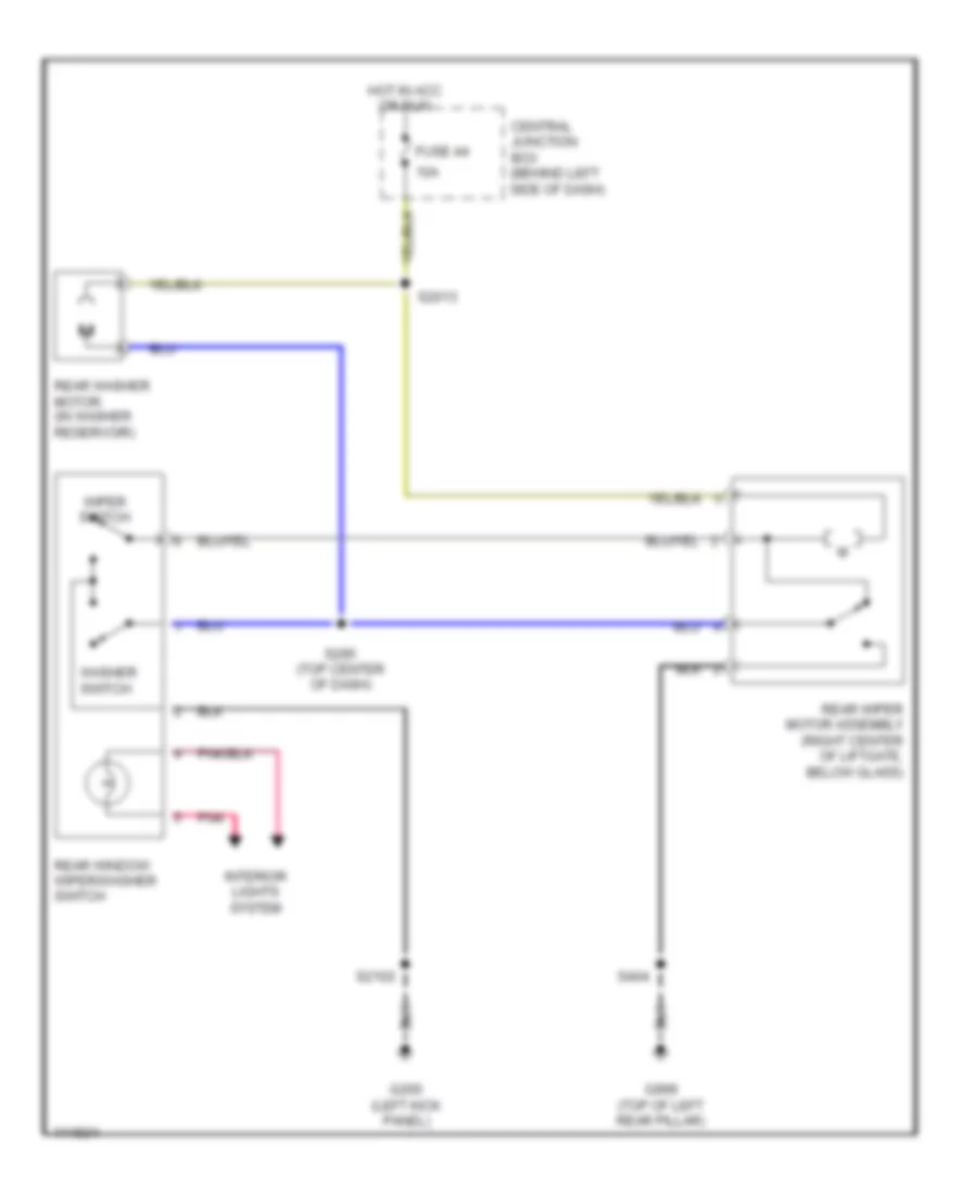 Электросхема заднего стеклоочистителя и омывателя стекла, без Подвижное Стекло Двери багажника для Mercury Villager Estate 2000