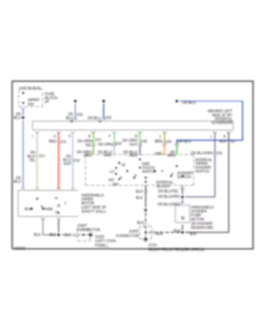 Электросхема стеклоочистителя, дворников и омывателя Интервала для Mercury Tracer 1992