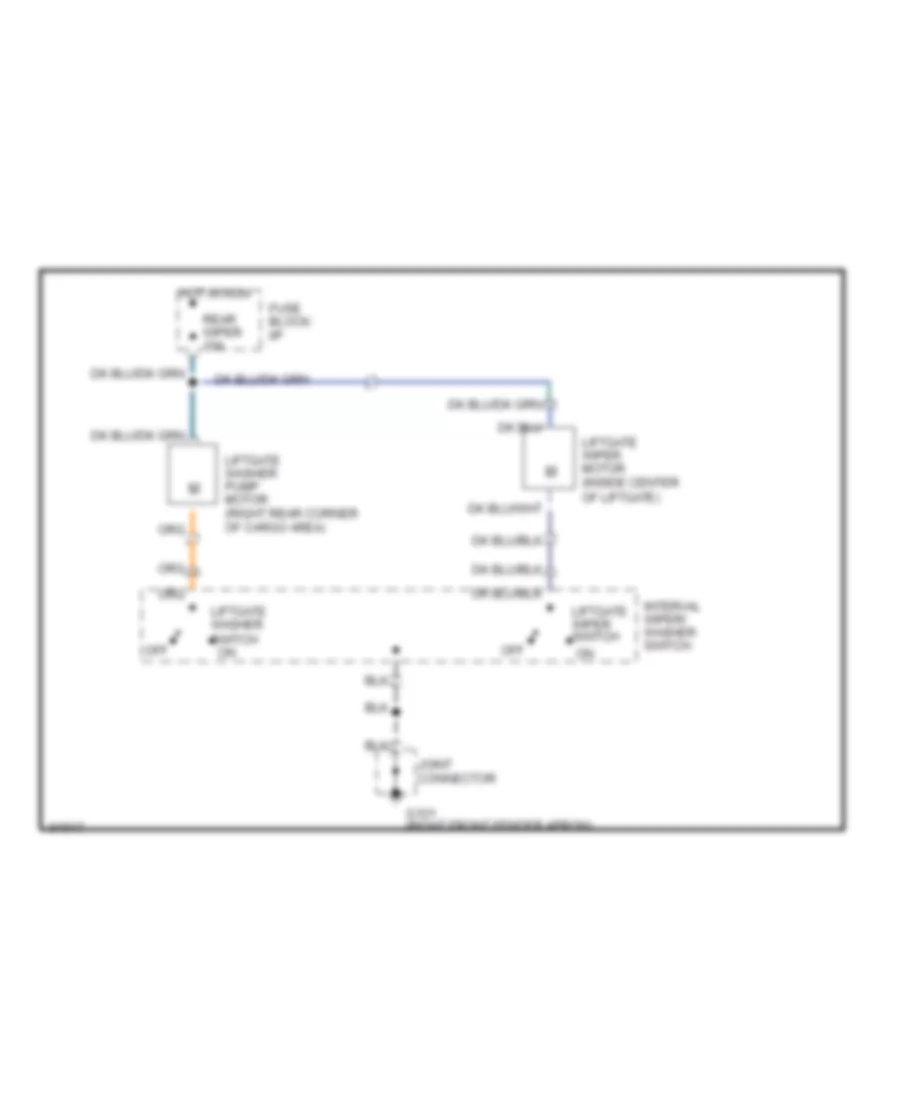 Электросхема заднего стеклоочистителя дворника и омывателя для Mercury Tracer 1992