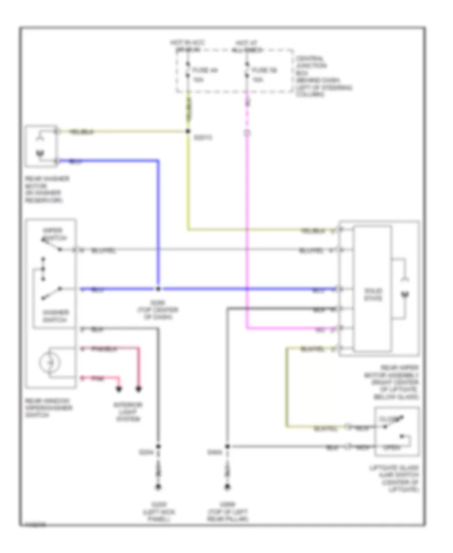 Электросхема заднего стеклоочистителя и омывателя стекла, С Подвижное Стекло Двери багажника для Mercury Villager Estate 2001