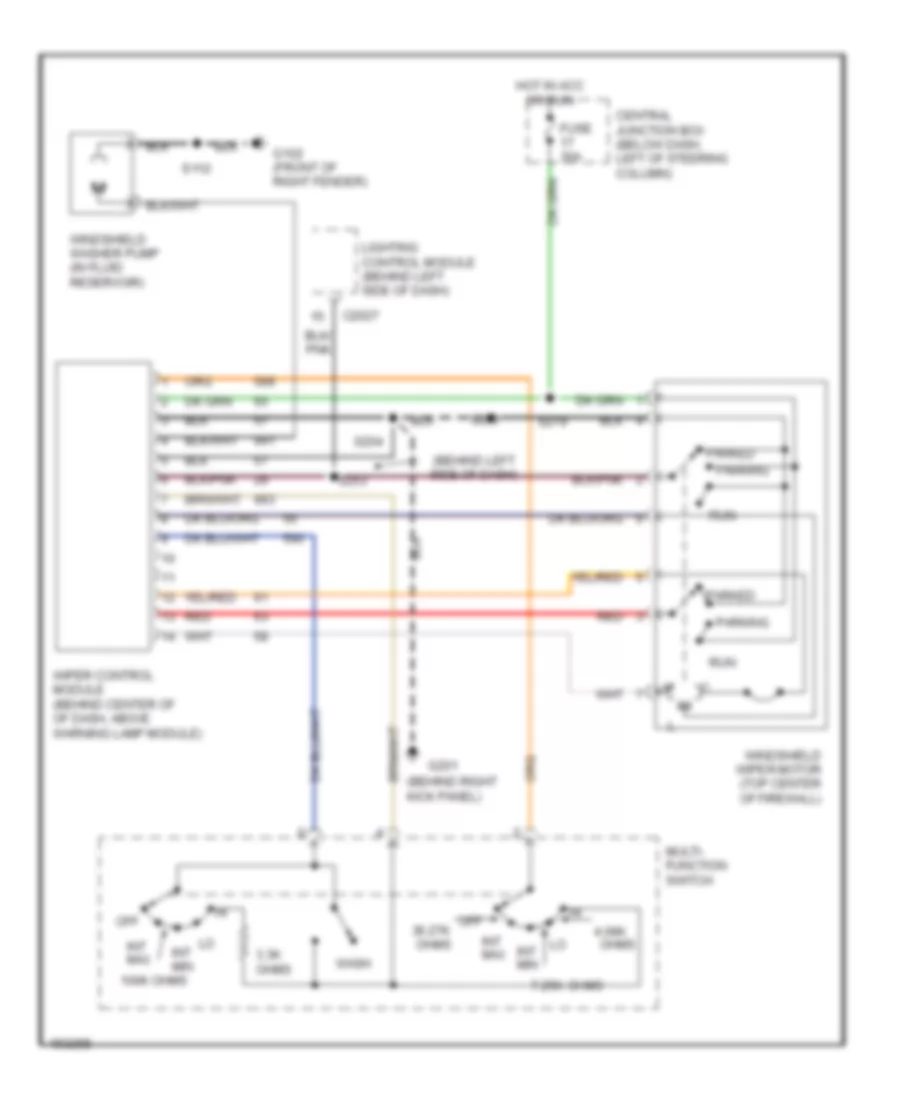 Электросхема стеклоочистителя, дворников и омывателя для Mercury Grand Marquis LSE 2002