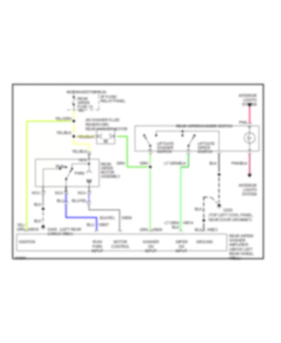 Электросхема заднего стеклоочистителя дворника и омывателя, без Подвижное Стекло Двери багажника для Mercury Villager LS 1993