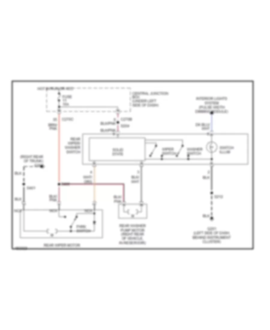 Электросхема заднего стеклоочистителя дворника и омывателя для Mercury Sable LS 2002