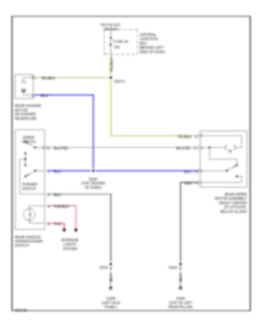 Электросхема заднего стеклоочистителя и омывателя стекла, без Подвижное Стекло Двери багажника для Mercury Villager 2002