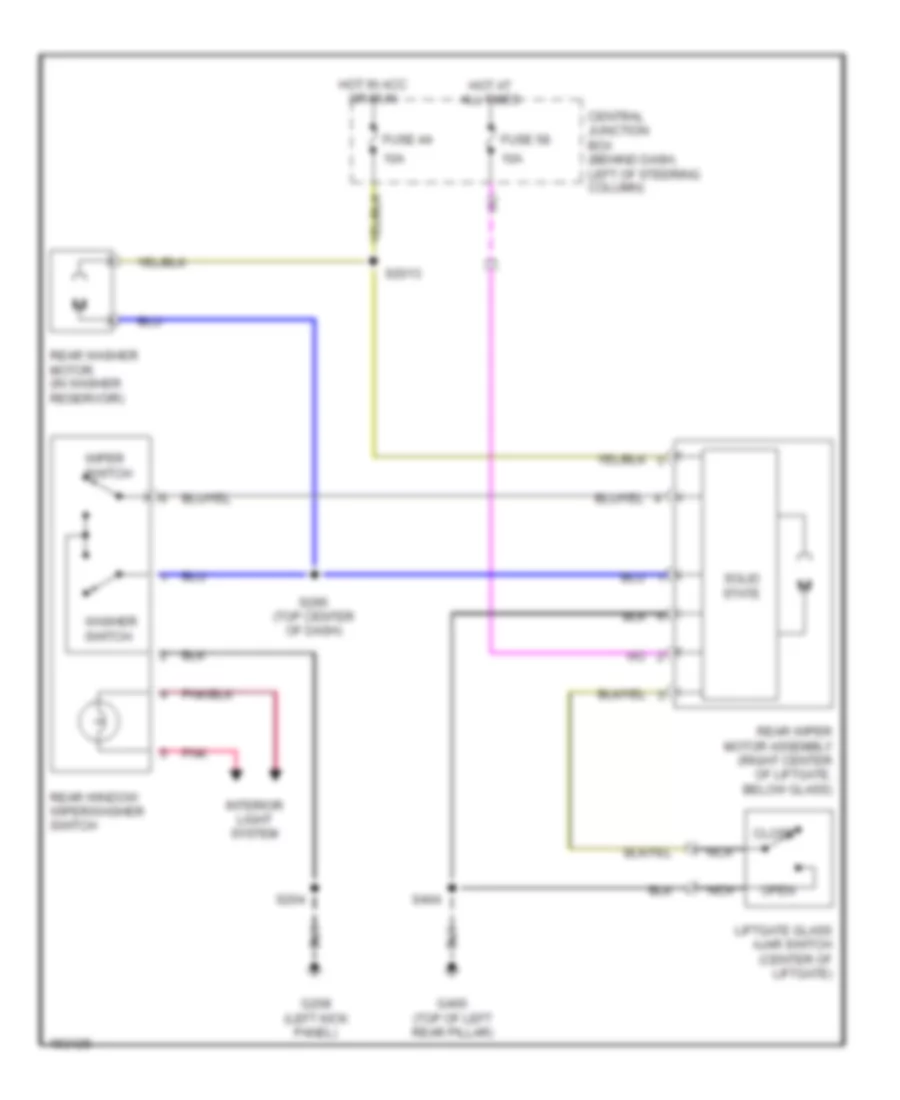 Электросхема заднего стеклоочистителя и омывателя стекла, С Подвижное Стекло Двери багажника для Mercury Villager Estate 2002