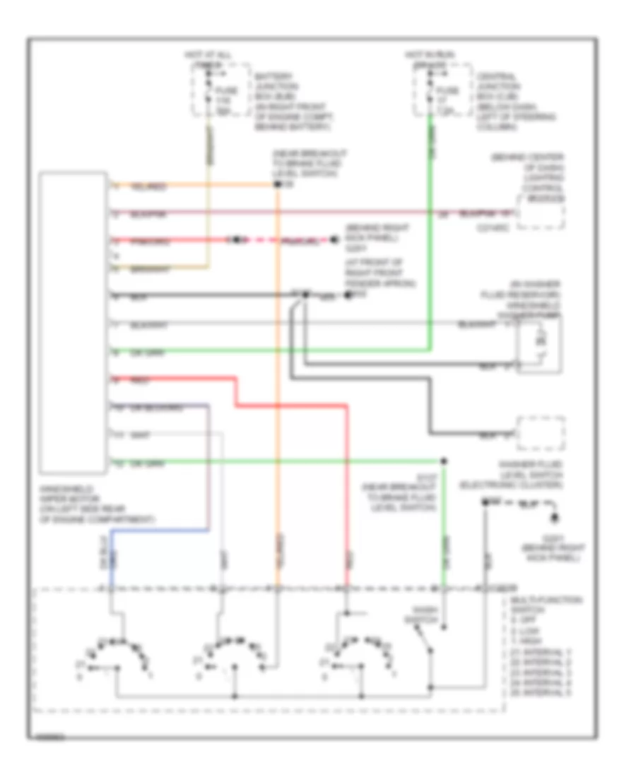 Электросхема стеклоочистителя, дворников и омывателя для Mercury Grand Marquis LSE 2003