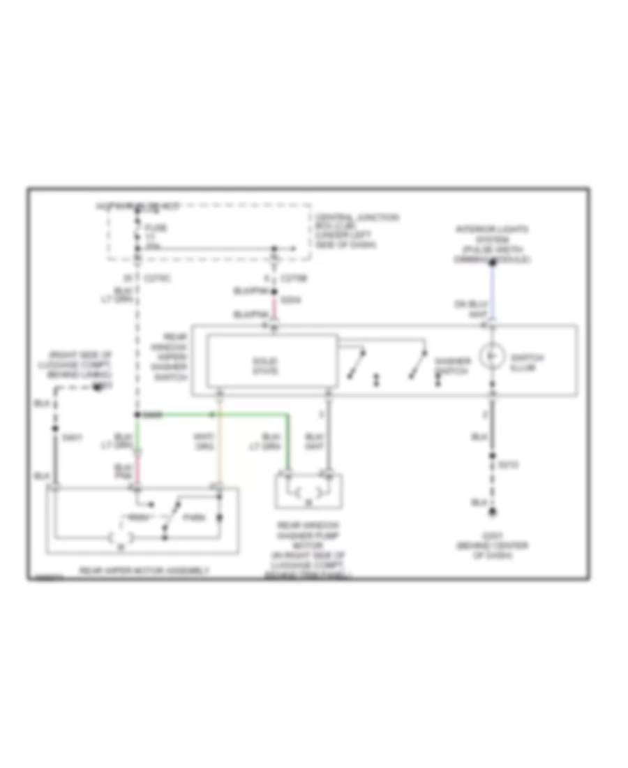 Электросхема заднего стеклоочистителя дворника и омывателя для Mercury Sable GS 2003