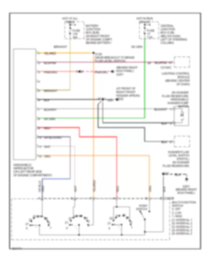 Электросхема стеклоочистителя, дворников и омывателя для Mercury Grand Marquis GS 2004
