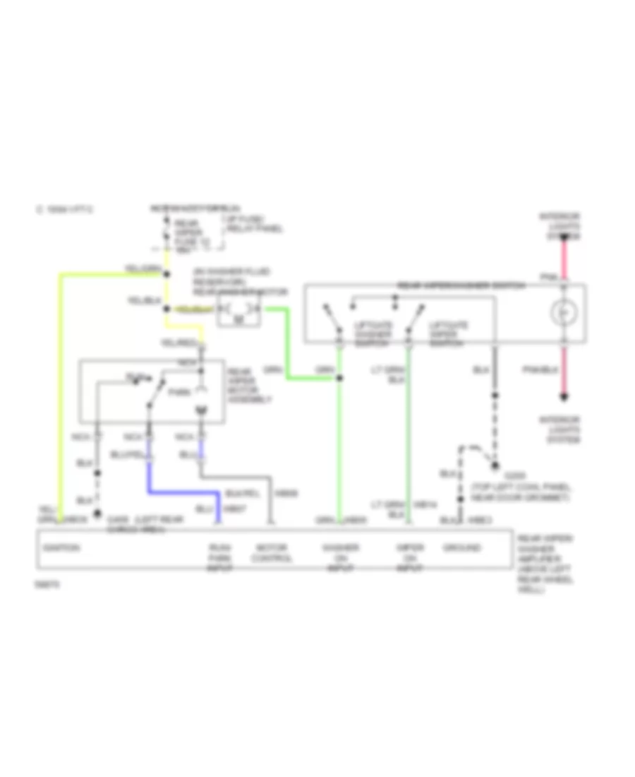 Электросхема заднего стеклоочистителя дворника и омывателя, без Подвижное Стекло Двери багажника для Mercury Villager Nautica 1994