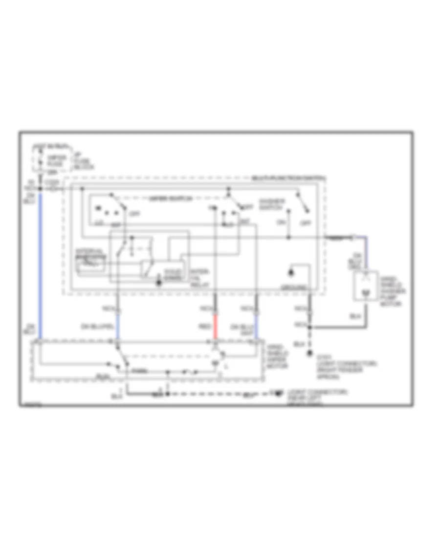 Электросхема передних стеклоочистителей дворников и омывателя лобового стекла для Mercury Tracer 1995