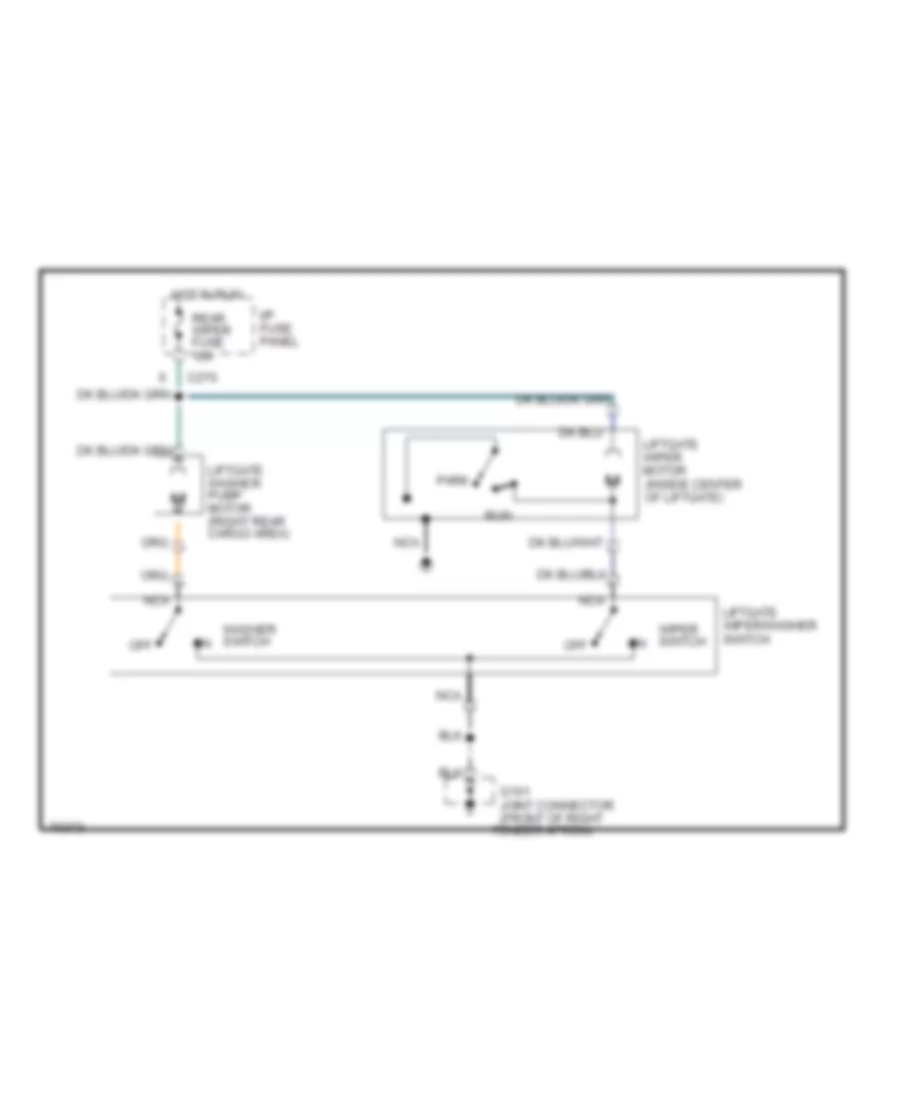 Электросхема заднего стеклоочистителя и омывателя стекла для Mercury Tracer 1995