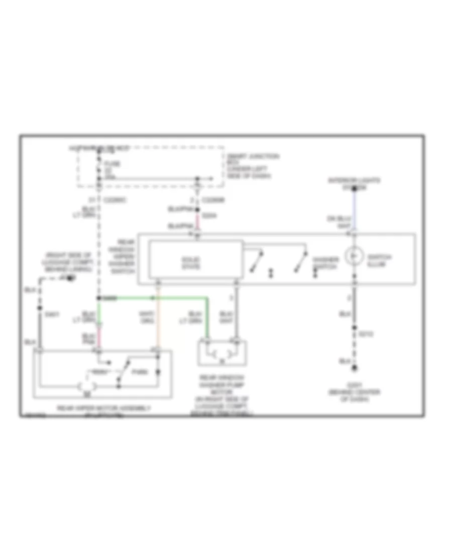 Электросхема заднего стеклоочистителя дворника и омывателя для Mercury Sable LS 2005