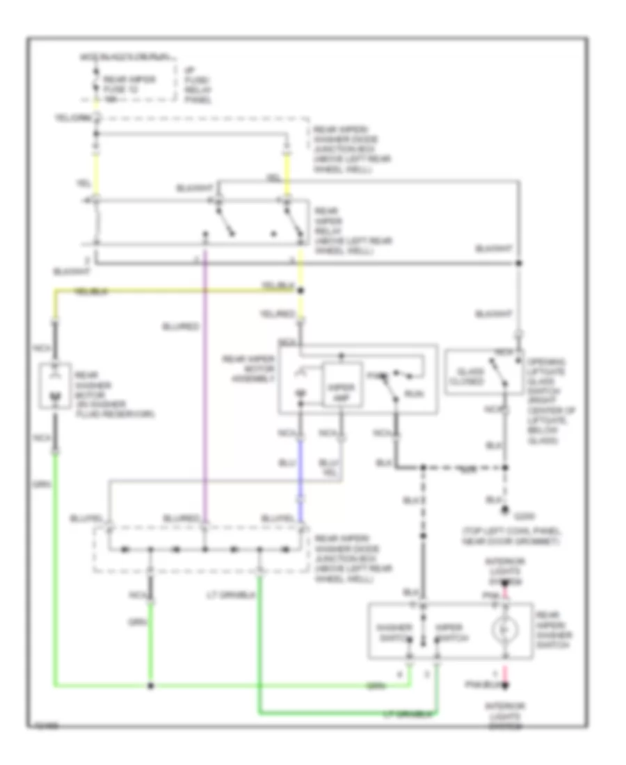 Электросхема заднего стеклоочистителя дворника и омывателя, С Подвижное Стекло Двери багажника для Mercury Villager LS 1995
