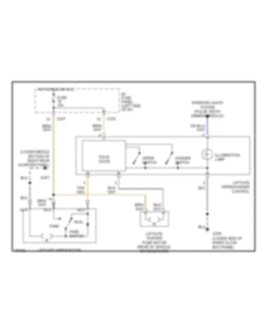 Электросхема заднего стеклоочистителя дворника и омывателя для Mercury Sable LS 1996