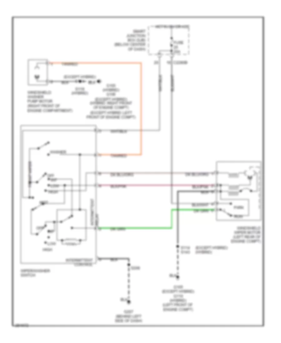 Front Wiper Washer Wiring Diagram for Mercury Mariner 2007