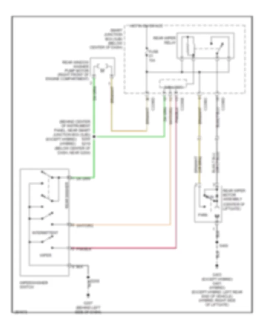 Rear Wiper Washer Wiring Diagram for Mercury Mariner 2007