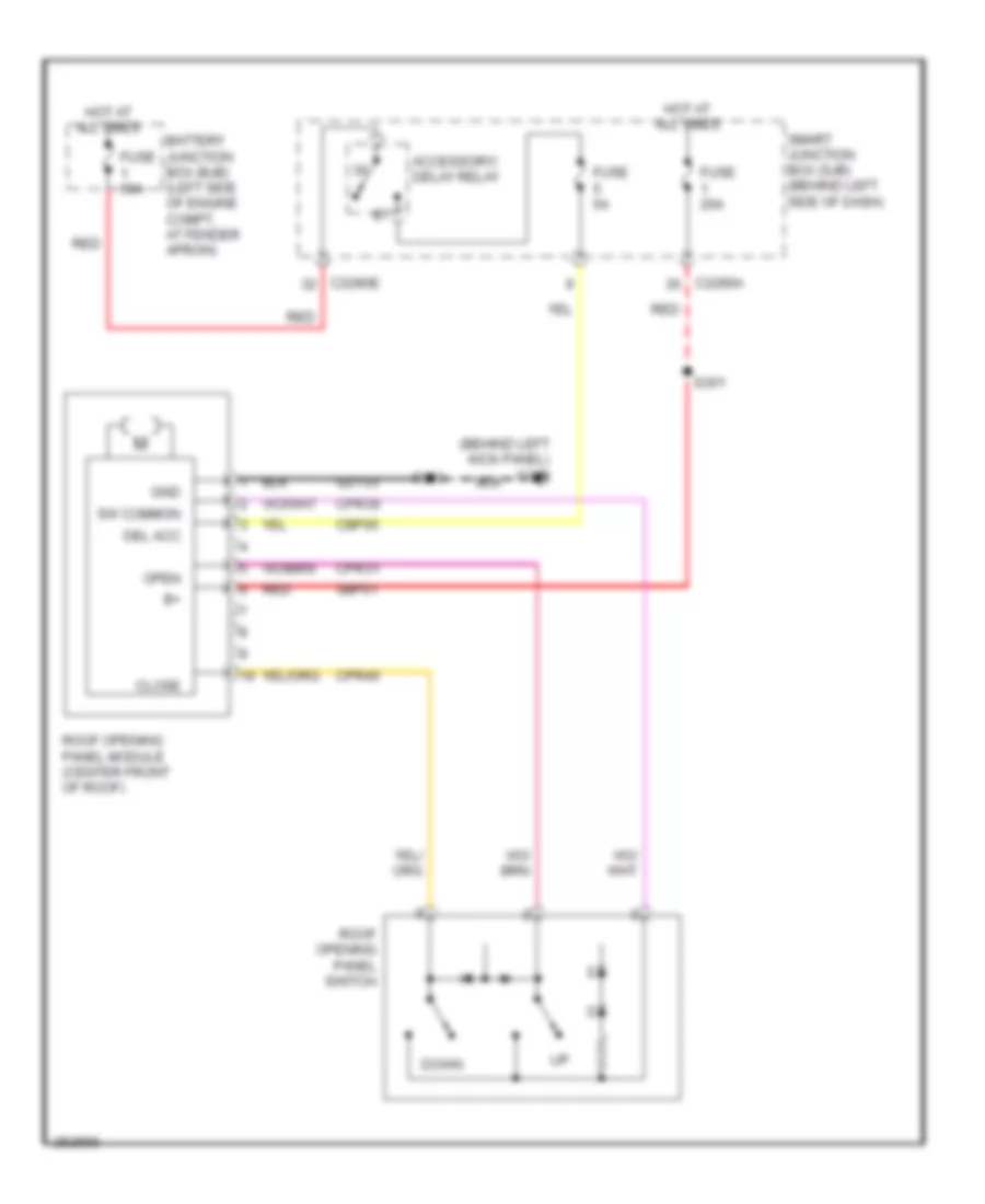 Power TopSunroof Wiring Diagram, without Medium Overhead Console for Mercury Mountaineer 2007