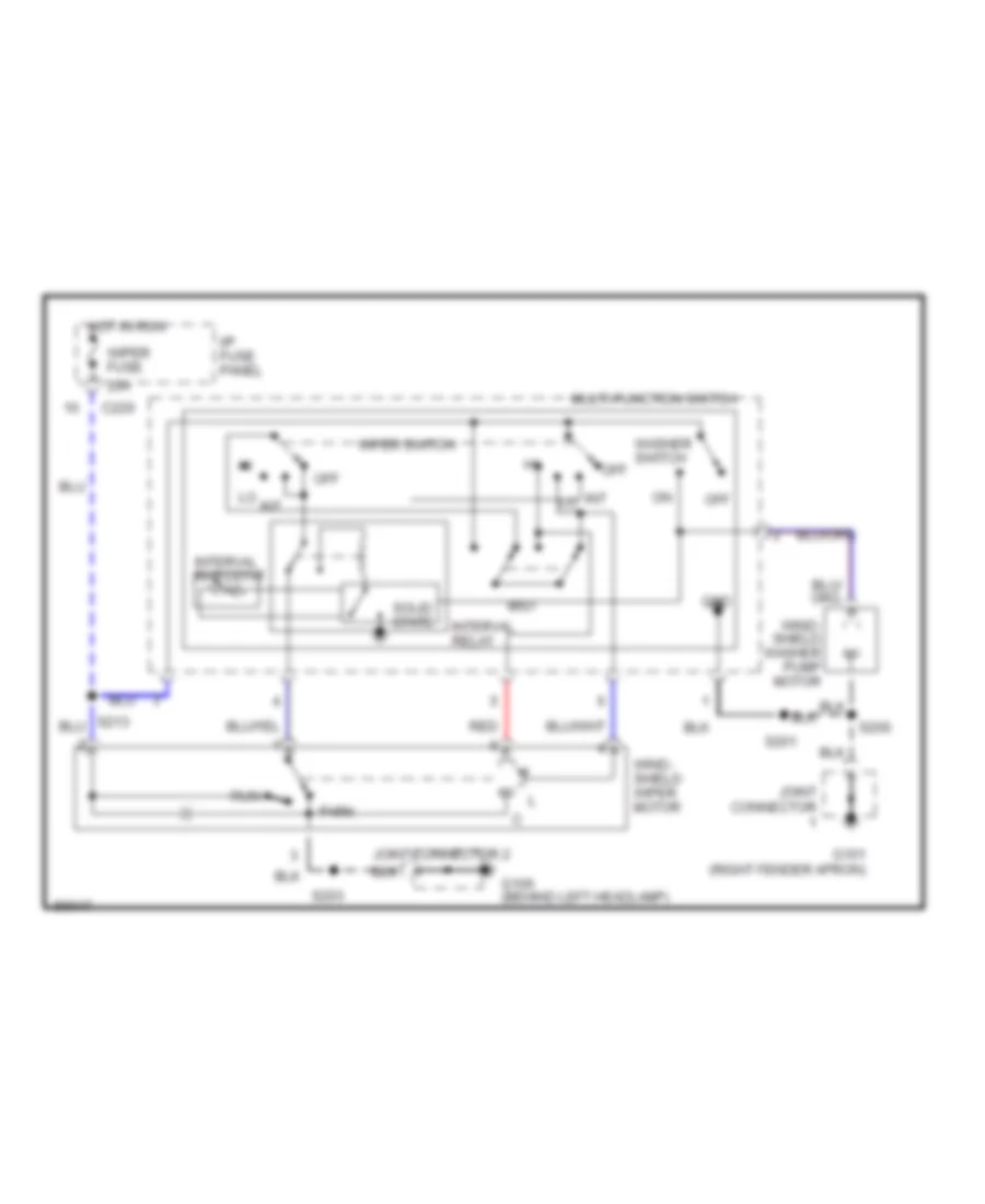 Электросхема передних стеклоочистителей дворников и омывателя лобового стекла для Mercury Tracer GS 1997